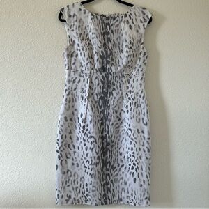 VICKY TIEL Cheetah Sleeveless Midi Dress White Gray Fit Size Small